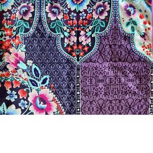 Johnny Was SABA Reversible Large Beach Towel 65 X 70 Purple Blanket Blue Bag NEW